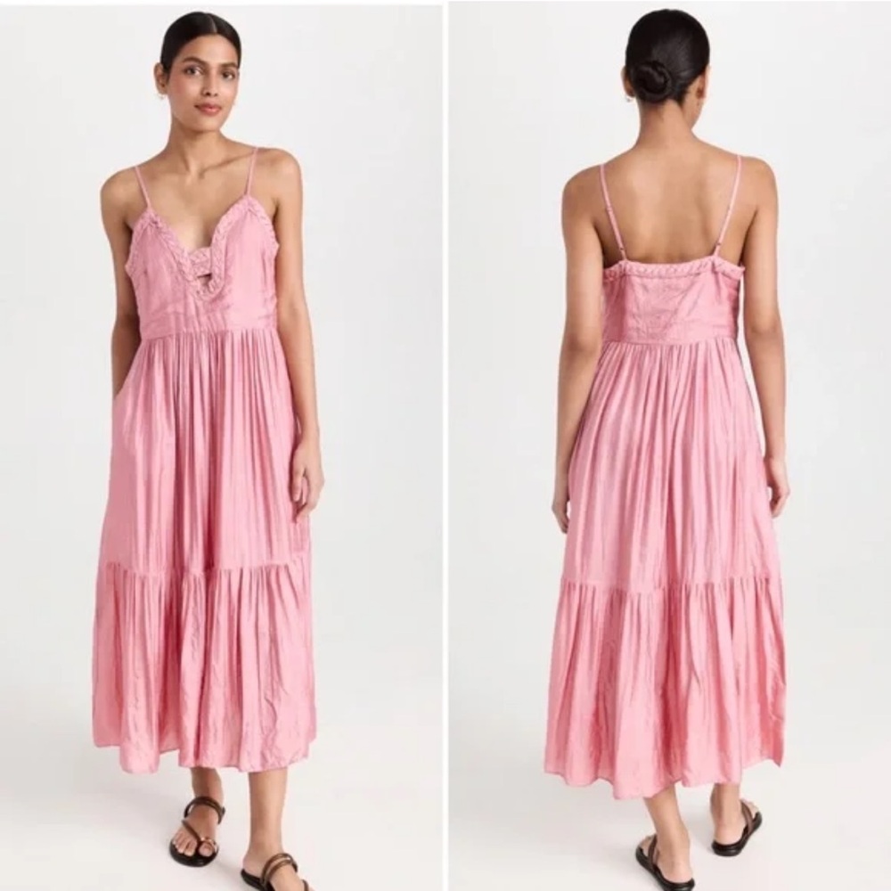 Sea New York Pink Tiered Midi Dress